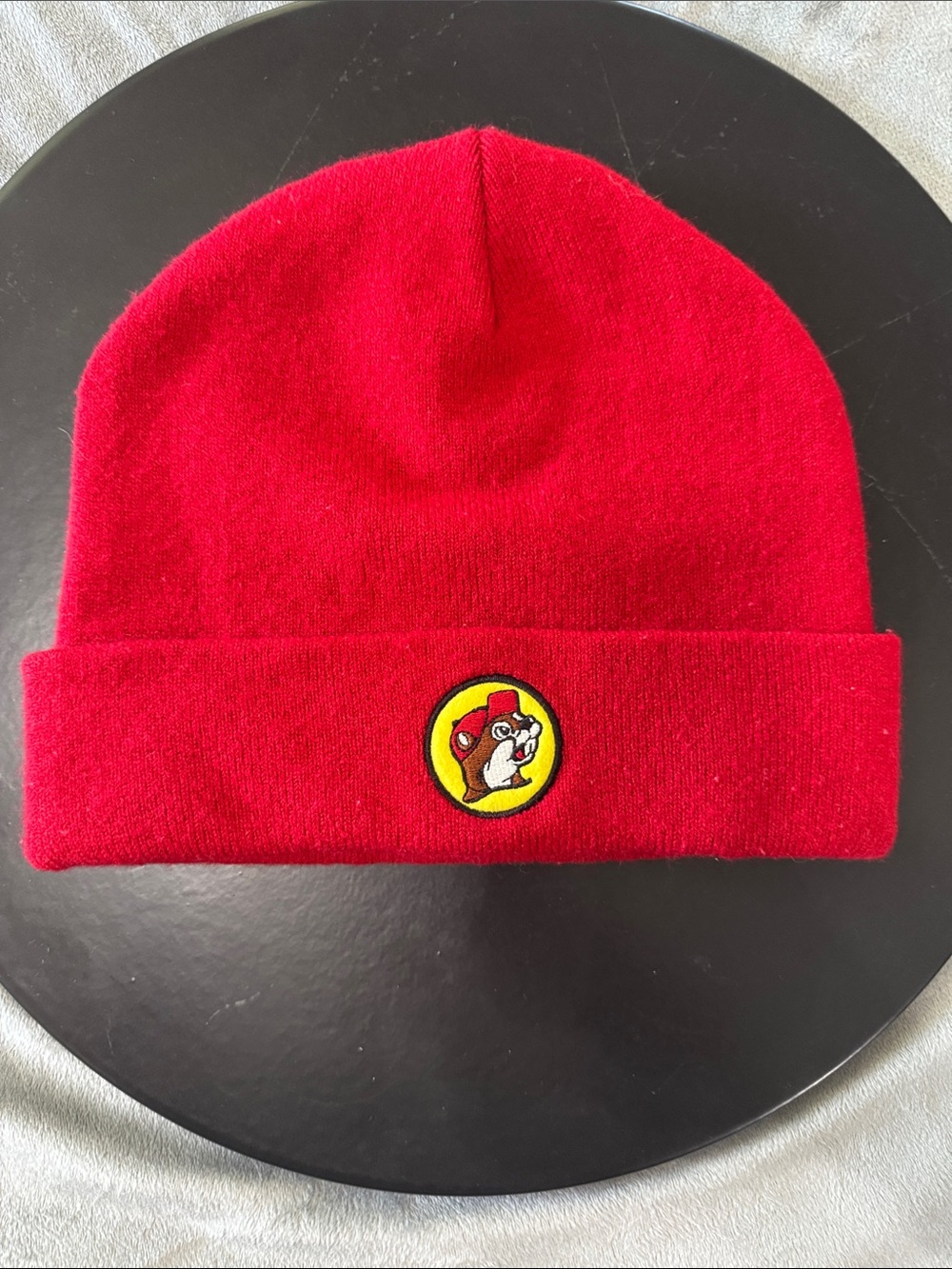 Buc-ee's Knit Beanie Hat Cap Embroidered Beaver Logo Cuffed‎ Brim Red Texas Warm